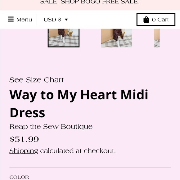Way to My Heart midi dress - Reap the Sew Boutique - Picture 2 of 6
